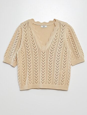 Maglione lavorato a maglia a maniche corte con scollo a V 'JDY'