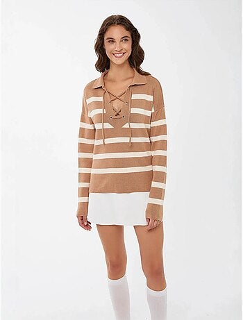 Maglione lavorato a maglia a righe rilassato