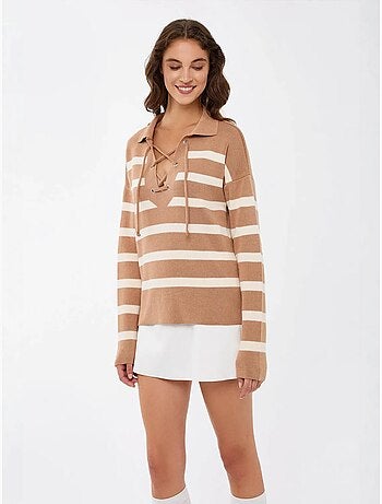 Maglione lavorato a maglia a righe rilassato