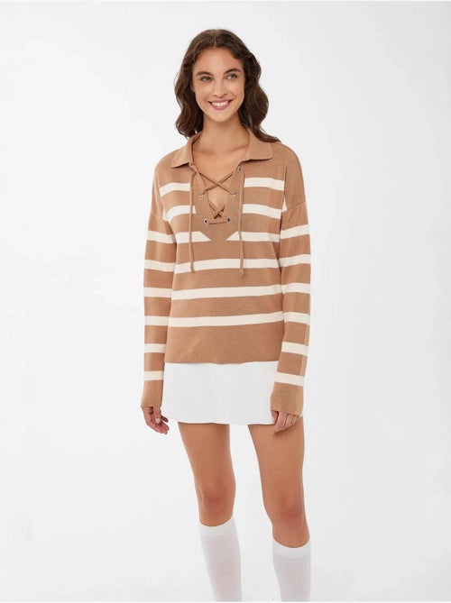 Maglione lavorato a maglia a righe rilassato - Kiabi Maglione lavorato a maglia a righe rilassato - Kiabi