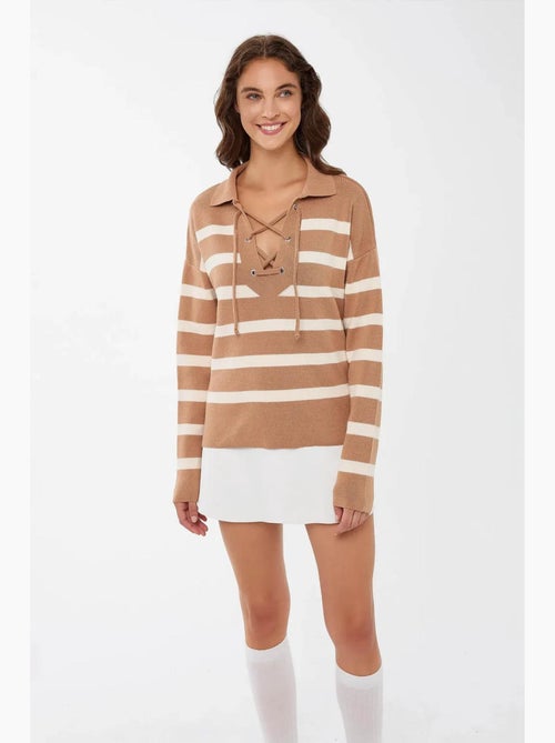 Maglione lavorato a maglia a righe rilassato hiccup - Kiabi Maglione lavorato a maglia a righe rilassato hiccup - Kiabi