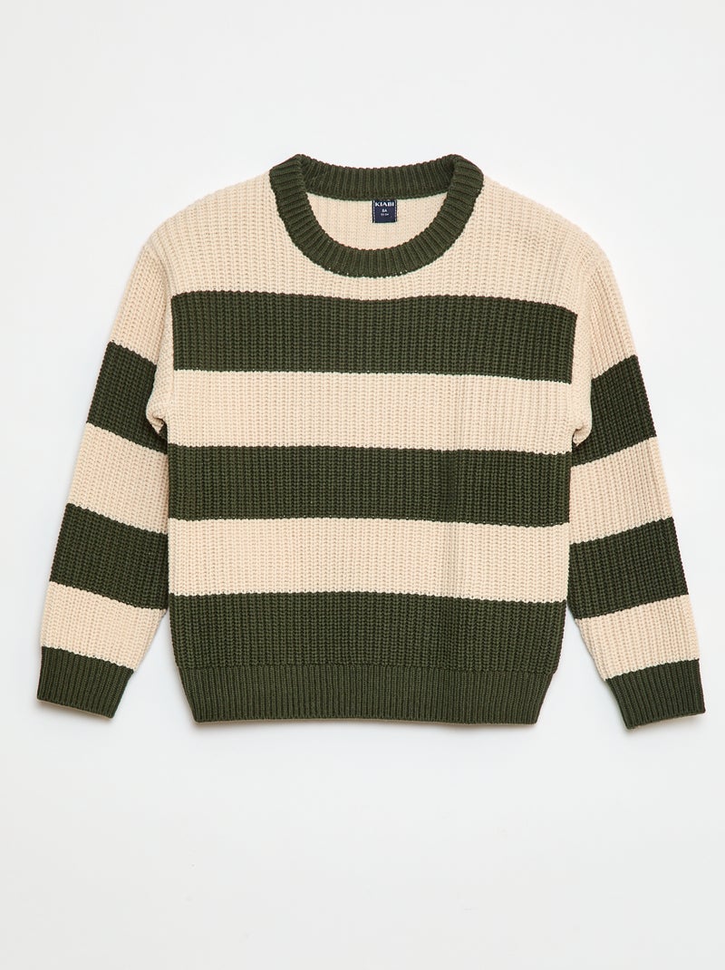 Maglione lavorato a maglia color block Verde - Kiabi