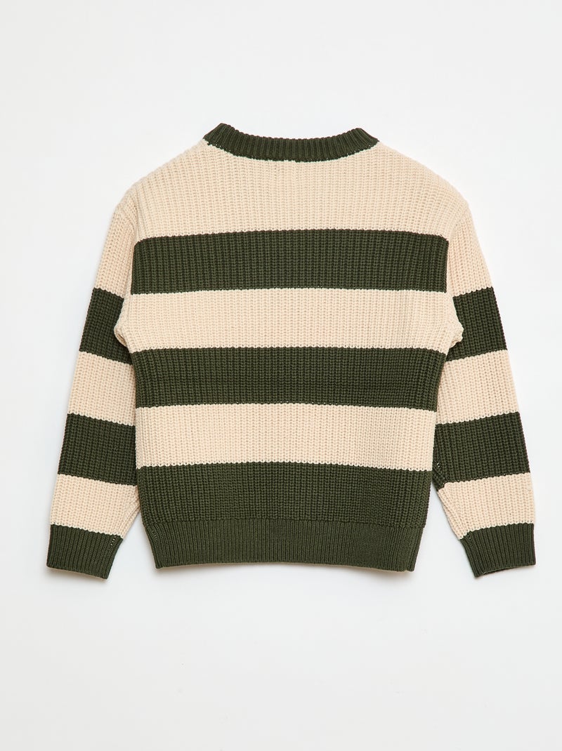 Maglione lavorato a maglia color block Verde - Kiabi