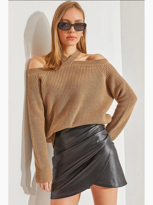 Maglione lavorato a maglia con cinturino incrociato lucci - Kiabi