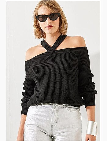 Maglione lavorato a maglia con cinturino incrociato lucci
