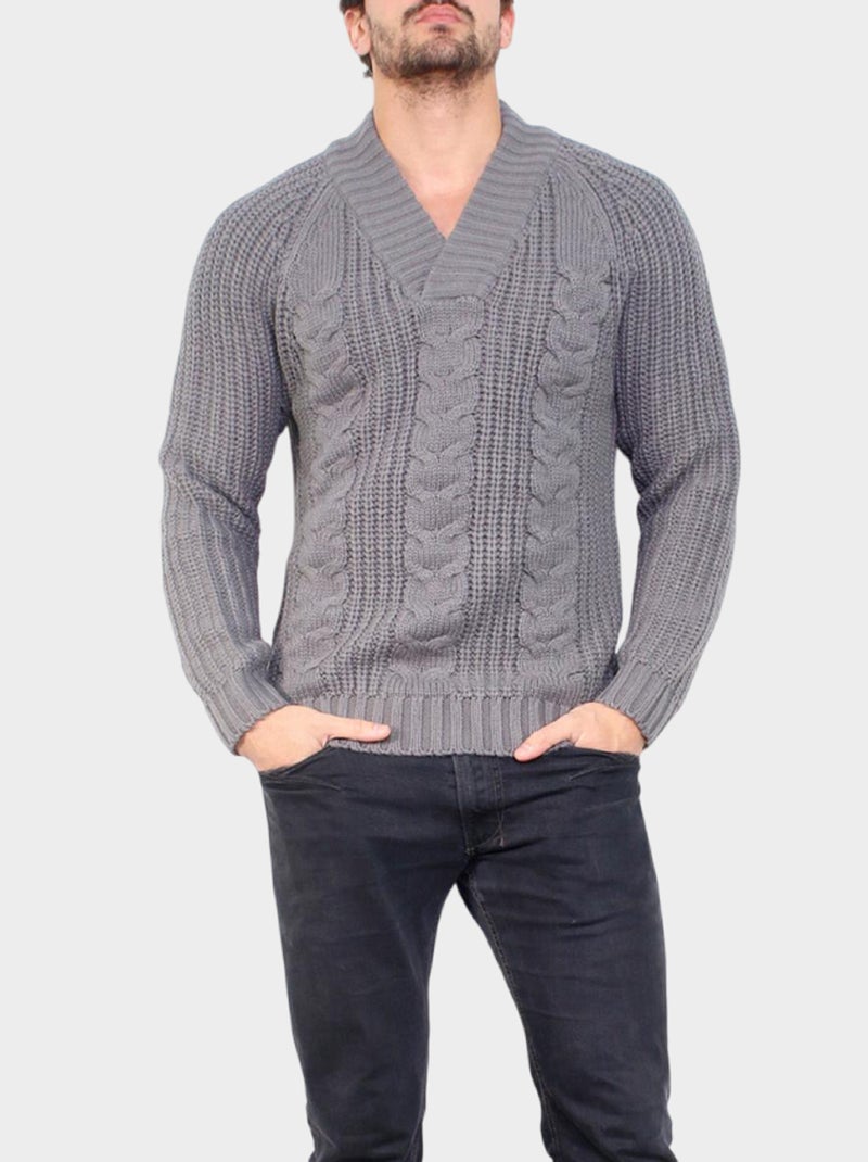 Maglione lavorato a maglia con collo alto Grigio - Kiabi