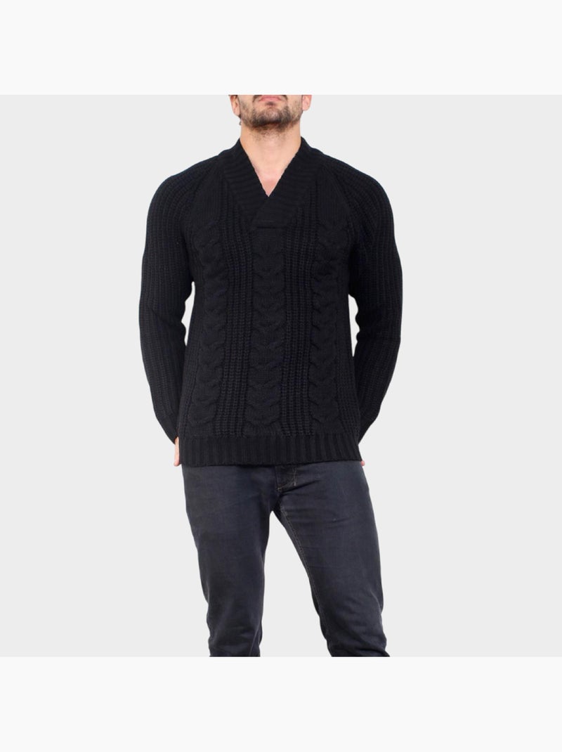 Maglione lavorato a maglia con collo alto Nero - Kiabi