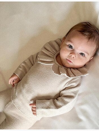 Maglione lavorato a maglia con collo arricciato + pantaloni