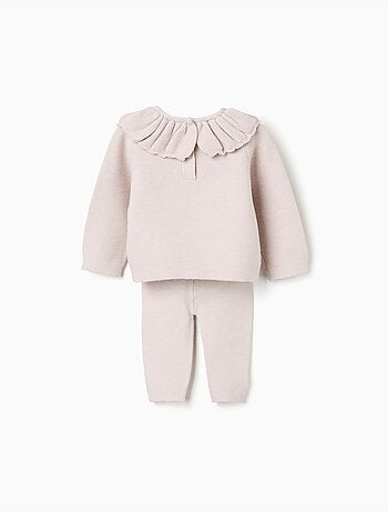 Maglione lavorato a maglia con collo arricciato + pantaloni