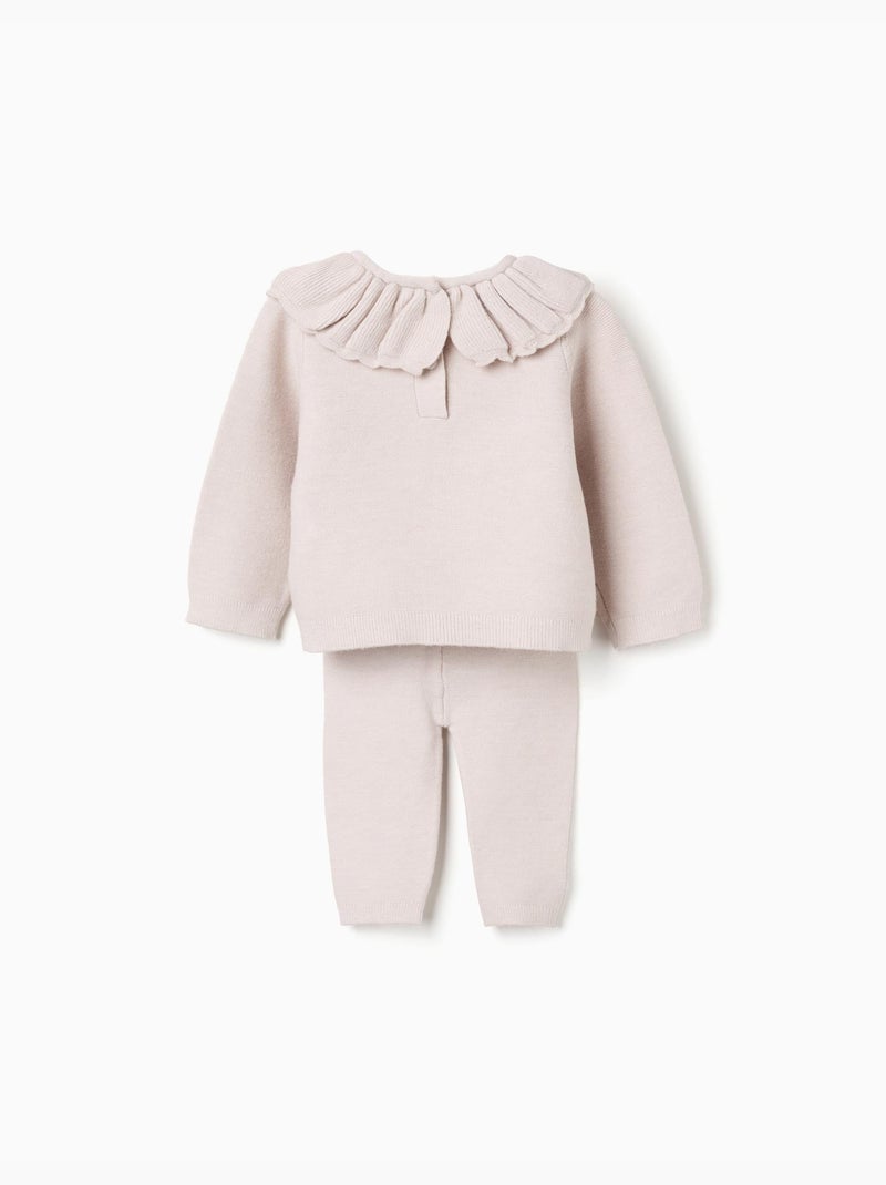 Maglione lavorato a maglia con collo arricciato + pantaloni Grigio chiaro - Kiabi