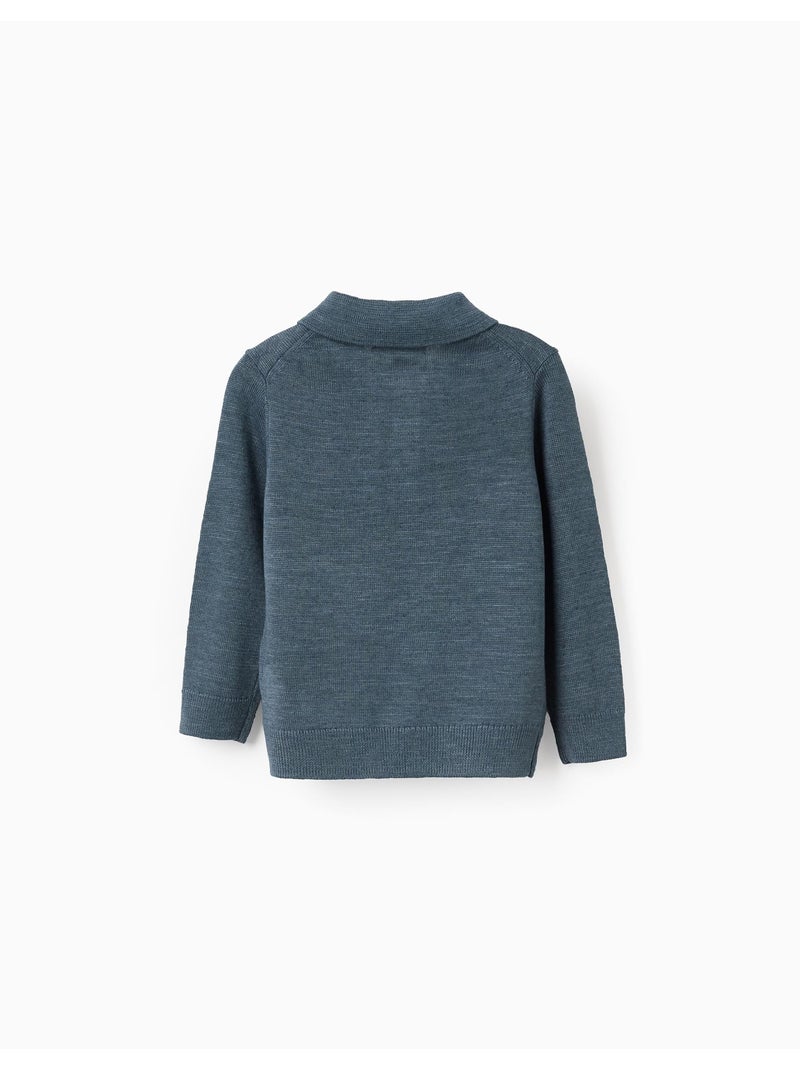Maglione lavorato a maglia con collo polo Blu scuro - Kiabi