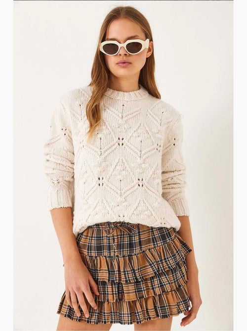 Maglione lavorato a maglia con dettaglio pompon lucci - Kiabi Maglione lavorato a maglia con dettaglio pompon lucci - Kiabi