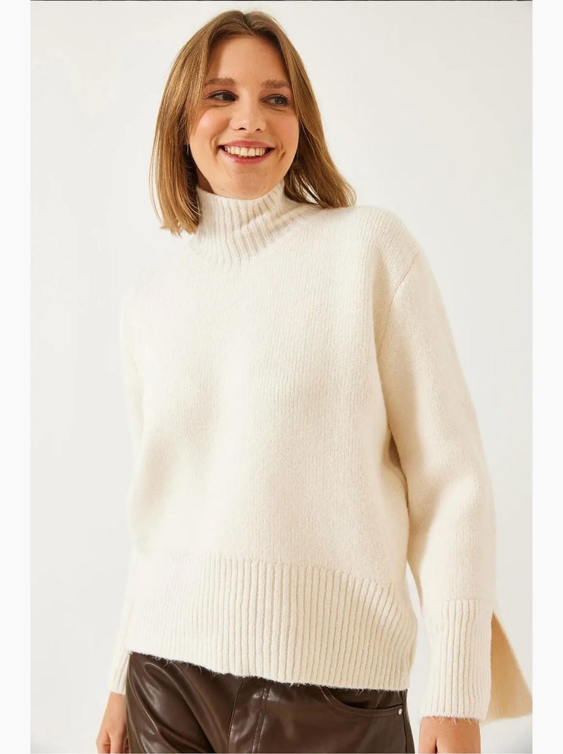 Maglione lavorato a maglia con maniche a spacco lucci Bianco sporco - Kiabi
