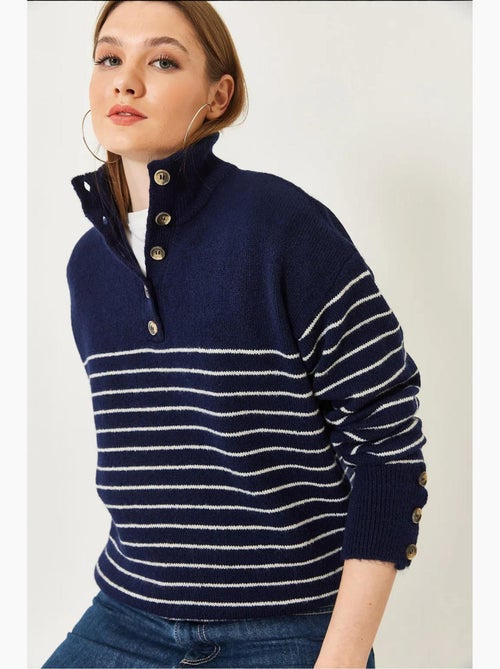 Maglione lavorato a maglia con maniche abbottonate lucci - Kiabi Maglione lavorato a maglia con maniche abbottonate lucci - Kiabi