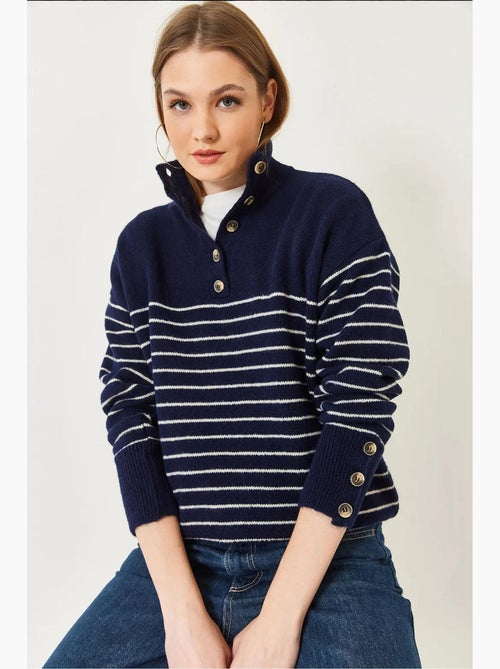 Maglione lavorato a maglia con maniche abbottonate lucci - Kiabi Maglione lavorato a maglia con maniche abbottonate lucci - Kiabi
