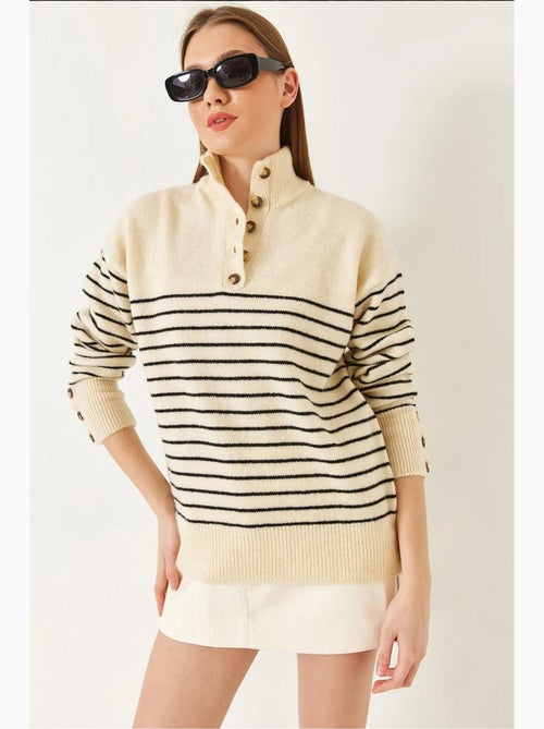 Maglione lavorato a maglia con maniche abbottonate lucci - Kiabi Maglione lavorato a maglia con maniche abbottonate lucci - Kiabi