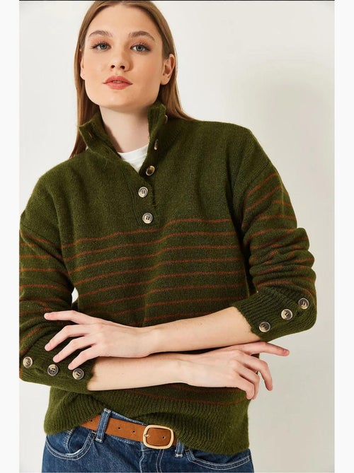 Maglione lavorato a maglia con maniche abbottonate lucci - Kiabi