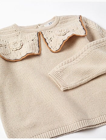 Maglione lavorato a maglia con maxi colletto in crochet b&s