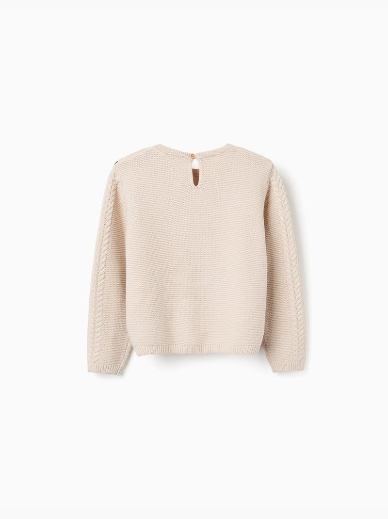 Maglione lavorato a maglia con maxi colletto in crochet b&s Beige chiaro - Kiabi