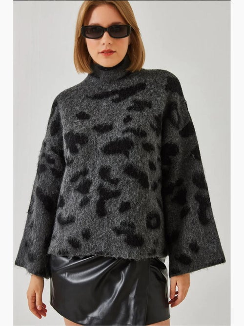 Maglione lavorato a maglia con motivo a collo alto lucci - Kiabi