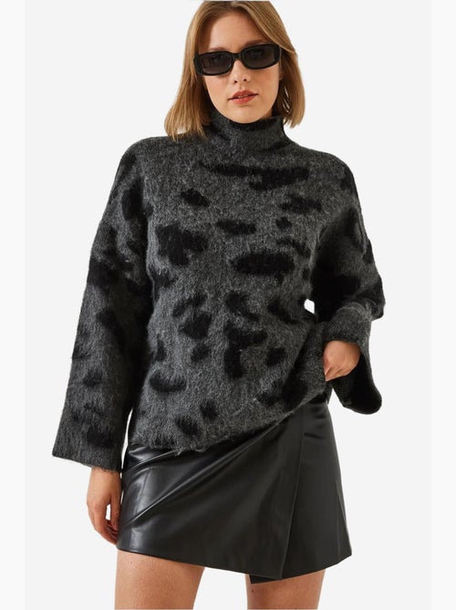 Maglione lavorato a maglia con motivo a collo alto lucci - Kiabi
