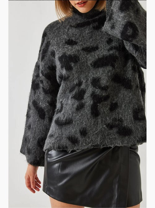 Maglione lavorato a maglia con motivo a collo alto lucci - Kiabi