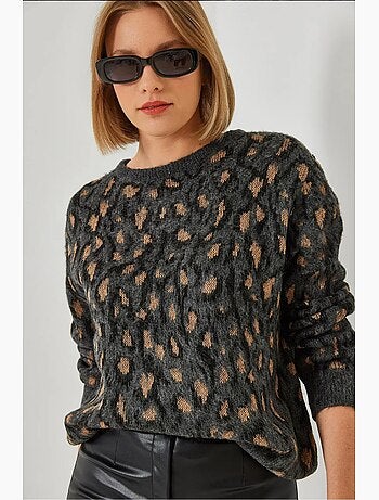 Maglione lavorato a maglia con motivo a girocollo lucci