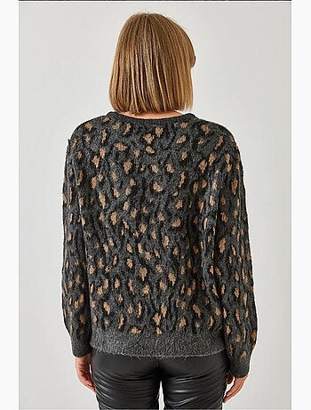 Maglione lavorato a maglia con motivo a girocollo lucci