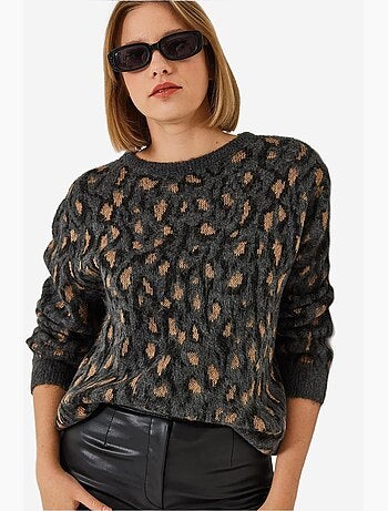 Maglione lavorato a maglia con motivo a girocollo lucci