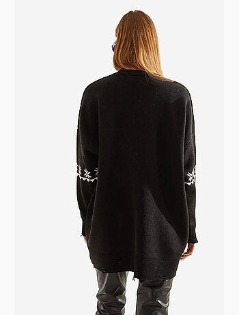 Maglione lavorato a maglia con motivo coniglio e strappi lucci