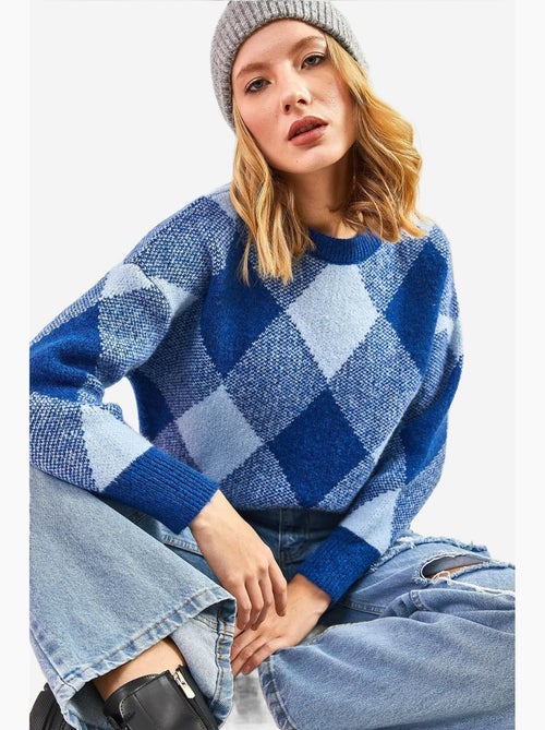 Maglione lavorato a maglia con motivo quadrato lucci - Kiabi Maglione lavorato a maglia con motivo quadrato lucci - Kiabi