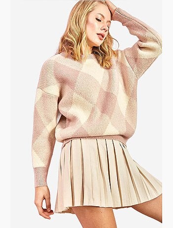 Maglione lavorato a maglia con motivo quadrato lucci