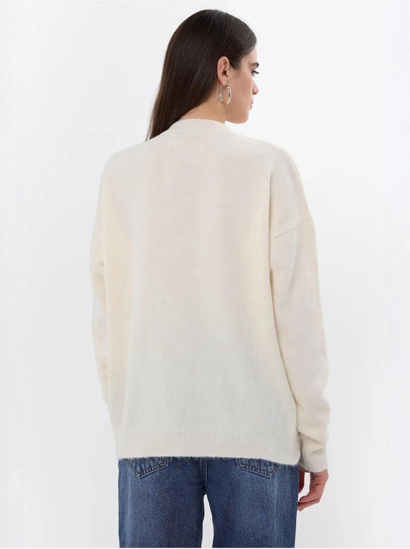 Maglione lavorato a maglia con pietre Avorio - Kiabi