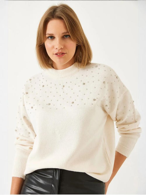 Maglione lavorato a maglia con pietre decorate lucci - Kiabi Maglione lavorato a maglia con pietre decorate lucci - Kiabi