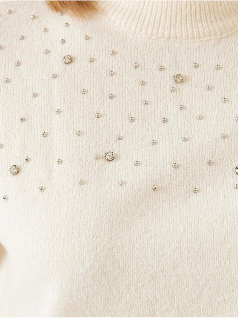 Maglione lavorato a maglia con pietre decorate lucci Beige argilla - Kiabi