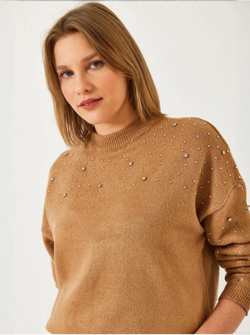 Maglione lavorato a maglia con pietre decorate lucci - Kiabi Maglione lavorato a maglia con pietre decorate lucci - Kiabi