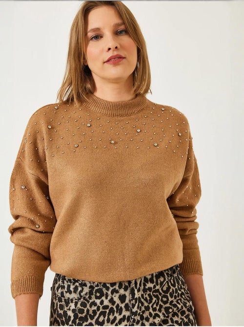 Maglione lavorato a maglia con pietre decorate lucci - Kiabi Maglione lavorato a maglia con pietre decorate lucci - Kiabi