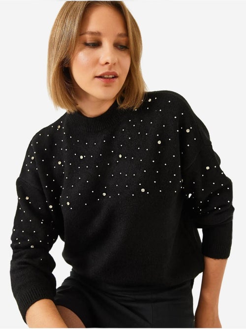 Maglione lavorato a maglia con pietre decorate lucci - Kiabi Maglione lavorato a maglia con pietre decorate lucci - Kiabi