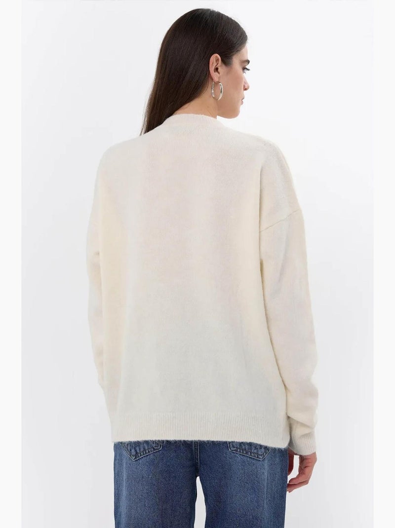 Maglione lavorato a maglia con pietre hiccup Avorio - Kiabi