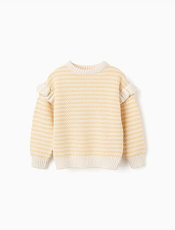 Maglione lavorato a maglia con righe e volant