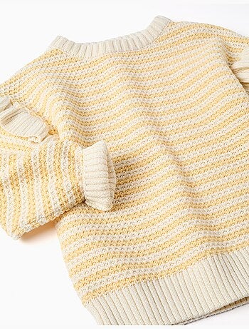 Maglione lavorato a maglia con righe e volant