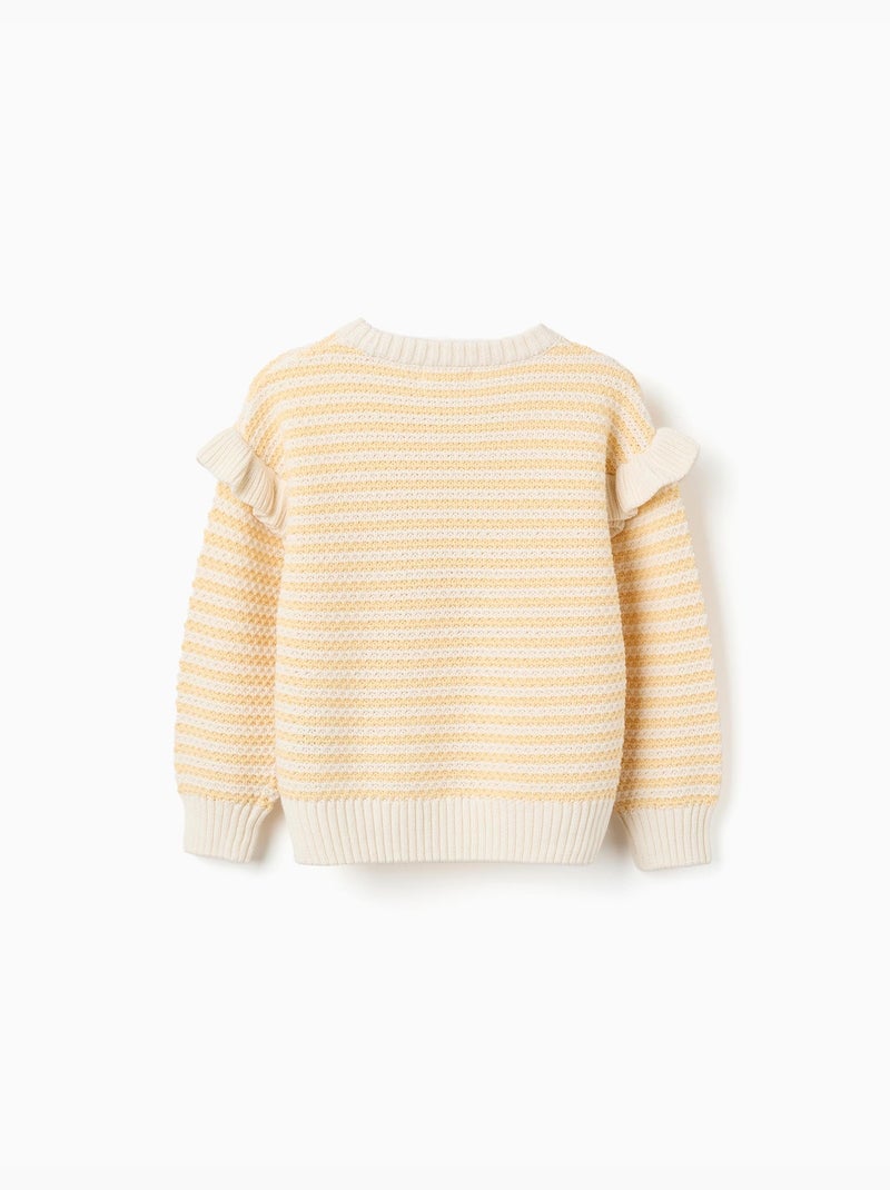 Maglione lavorato a maglia con righe e volant Giallo chiaro - Kiabi