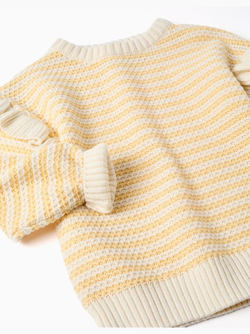 Maglione lavorato a maglia con righe e volant Giallo chiaro - Kiabi