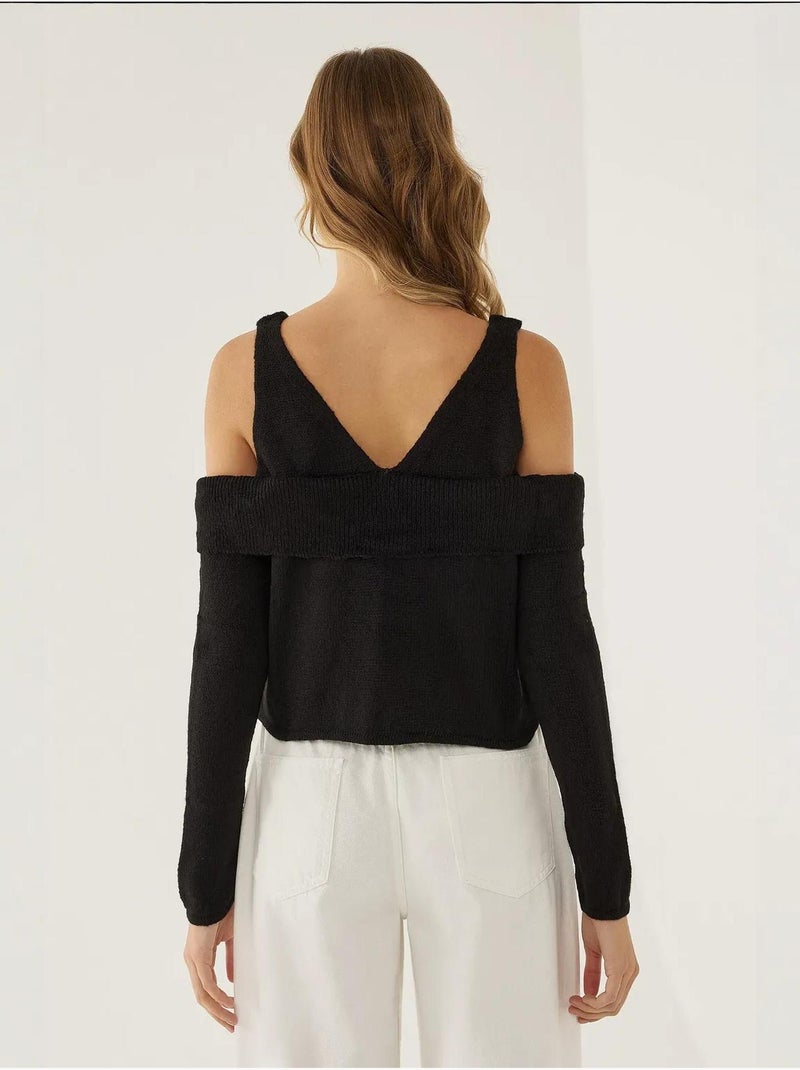 Maglione lavorato a maglia con ritaglio Nero - Kiabi