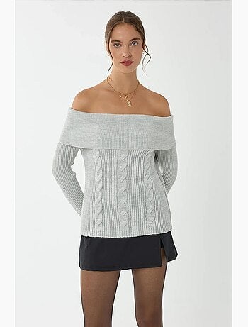Maglione lavorato a maglia con spalle scoperte hiccup