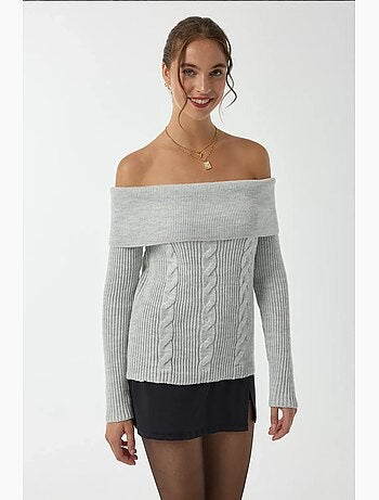 Maglione lavorato a maglia con spalle scoperte hiccup
