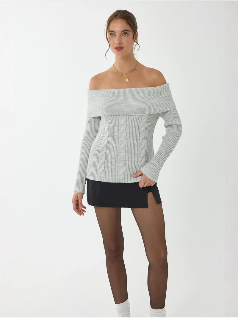 Maglione lavorato a maglia con spalle scoperte hiccup Beige naturale - Kiabi