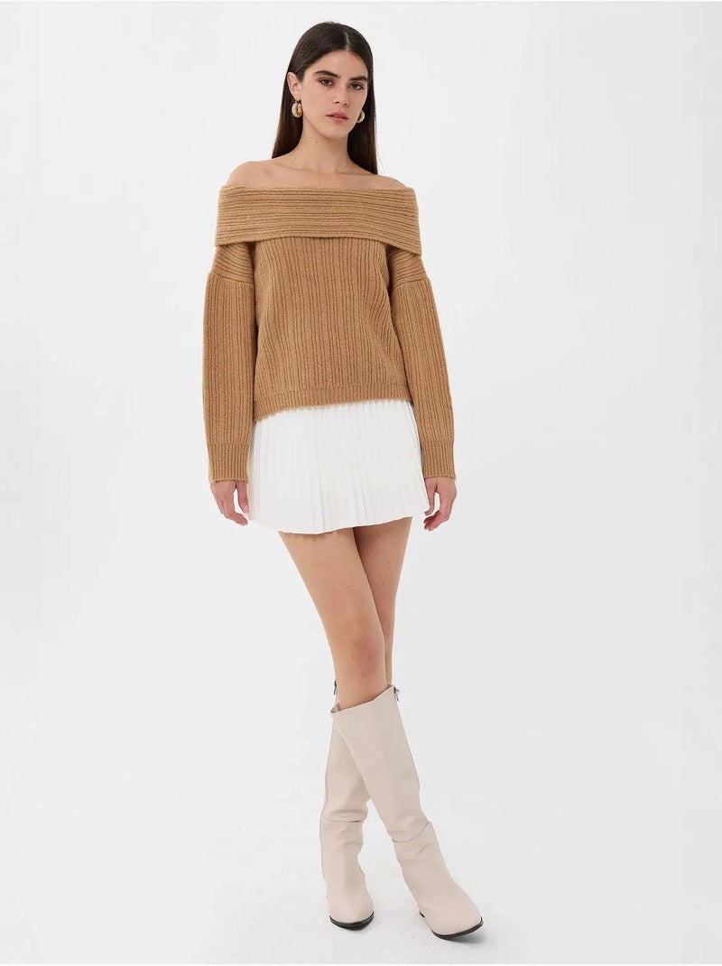 Maglione lavorato a maglia con spalle scoperte hiccup Marrone - Kiabi