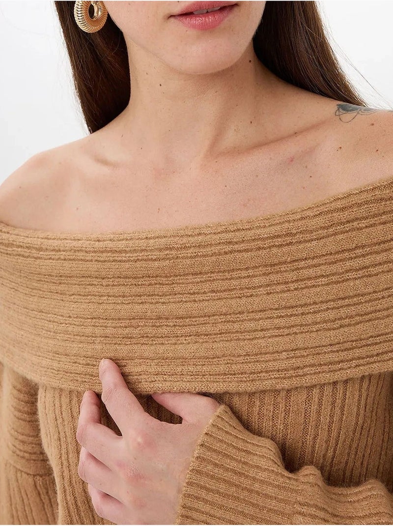 Maglione lavorato a maglia con spalle scoperte hiccup Marrone - Kiabi