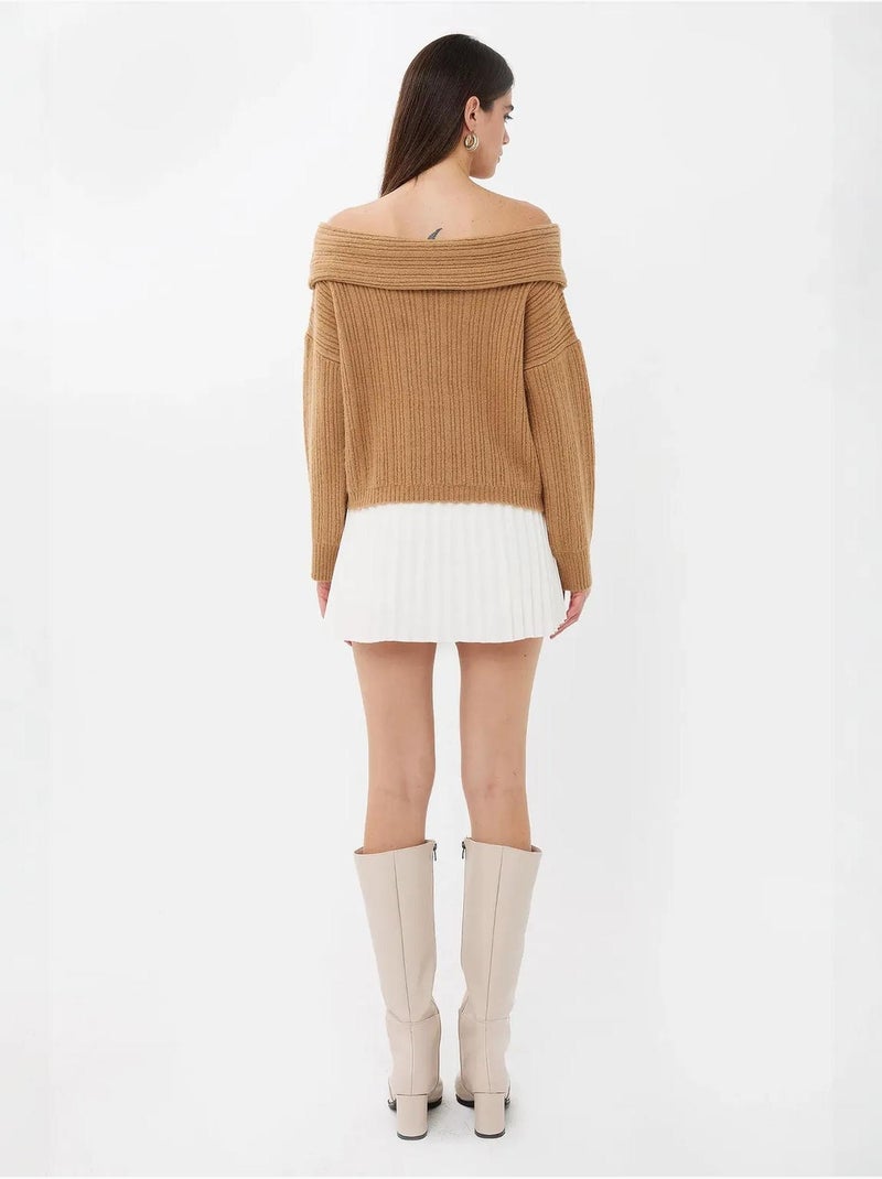 Maglione lavorato a maglia con spalle scoperte Marrone - Kiabi